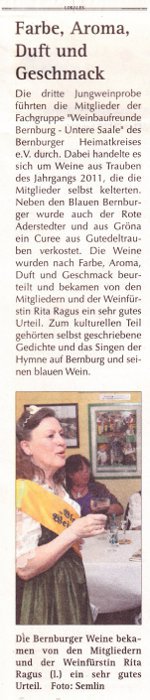 Pressebeitrag Wochenspiegel 'Farbe, Aroma, Duft und Geschmack'